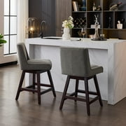 JUSTLET Swivel Counter Height Bar Stools Set of 2, Morden Upholstered Dining Barstools with Back for Kitchen, DGray